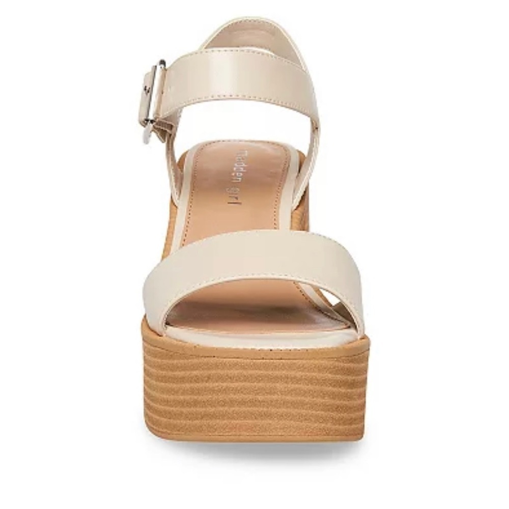 NEW STEVE MADDEN - MADDEN GIRL stacked wooden platform sandal in ivory - Picture 4 of 8